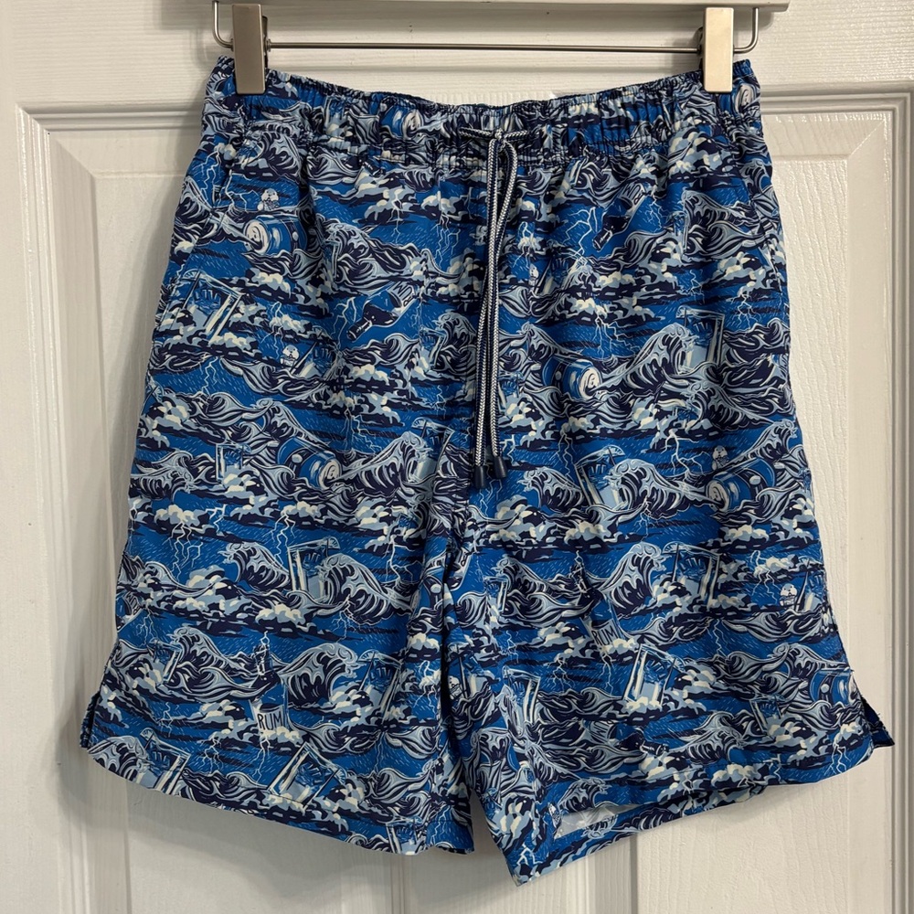 Peter Millar Crown Swim Trunks BMRLN Size Small Ocean Wave Print